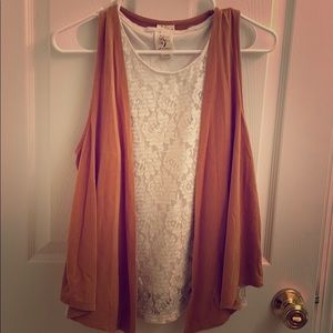 Women’s small white lace tank top with vest